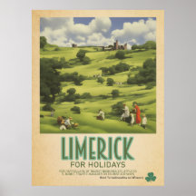 Limerick Irland, Retro Irish Travel Advert