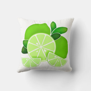Limes   Limone Scheiben   Sonniges Zitrusmuster Kissen