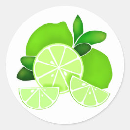 Limes | Limone Scheiben | Sonniges Zitrusmuster Runder Aufkleber