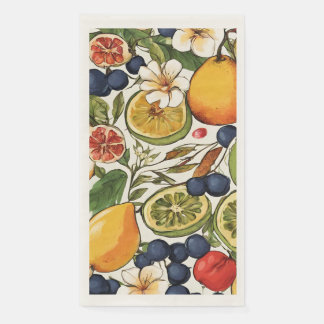 Limes, Zitronen und Blume aus dem Mittelmeerraum.  Serviette