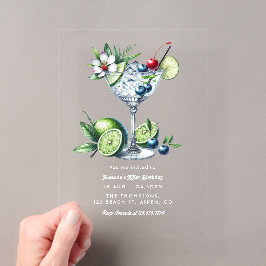 Limette Beeren Martini Klar Modern Tropisch Geburt Acryleinladungen