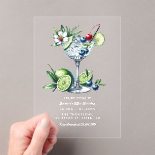 Limette Beeren Martini Klar Modern Tropisch Geburt Acryleinladungen