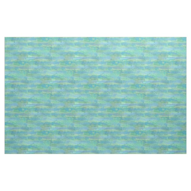 Limette Grünes Aqua Türkis Blaues Wasserfarbmuster Stoff (Fat Quarter (45,7 x 55,9 cm))