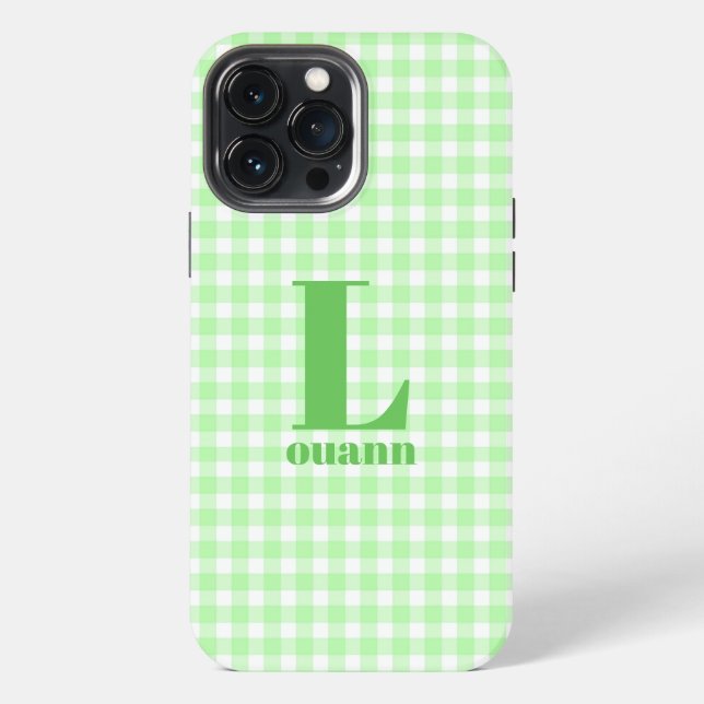 Limetten-Gingham iPhone 13 Pro Max Hülle (Rückseite)
