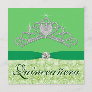 Limetten-Grün-Diamant-Tiara Grüne Quincenera Einladung