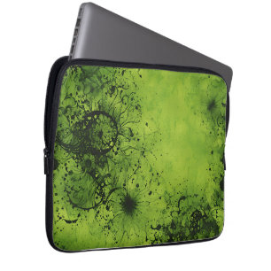 Limetten-Grünes Grunge mit schwarzen Akzenten Laptopschutzhülle