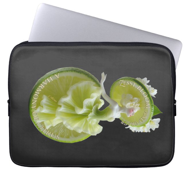 Limetten-Scheiben-Tänzer Kunst Langarm Laptopschutzhülle (Vorderseite)