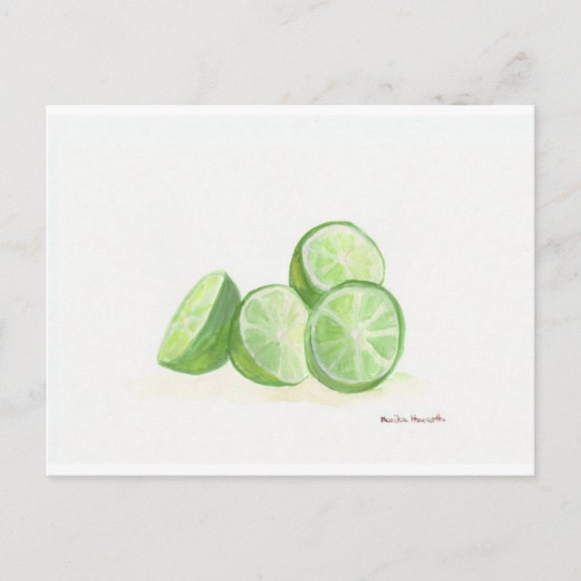 Limettendesign echte Limetten Postkarte (Vorderseite)