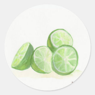 Limettendesign echte Limetten Runder Aufkleber