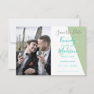 Limettengrüne geometrische großartige minimalistis save the date