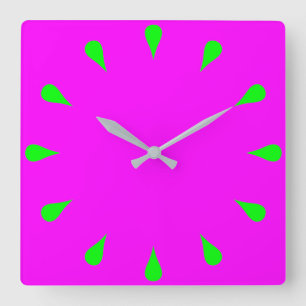 Limettengrüne Teardrops Quadratische Wanduhr