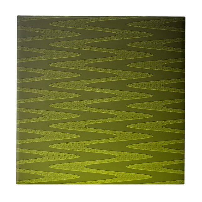 Liminöser Olivgrüner Zickzack-Muster Fliese (Vorderseite)
