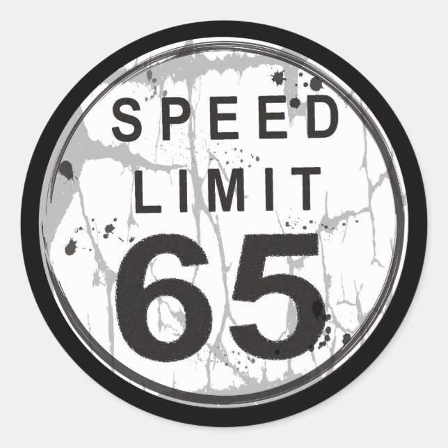 Limite de vitesse 65 Sticker Grungy (Devant)