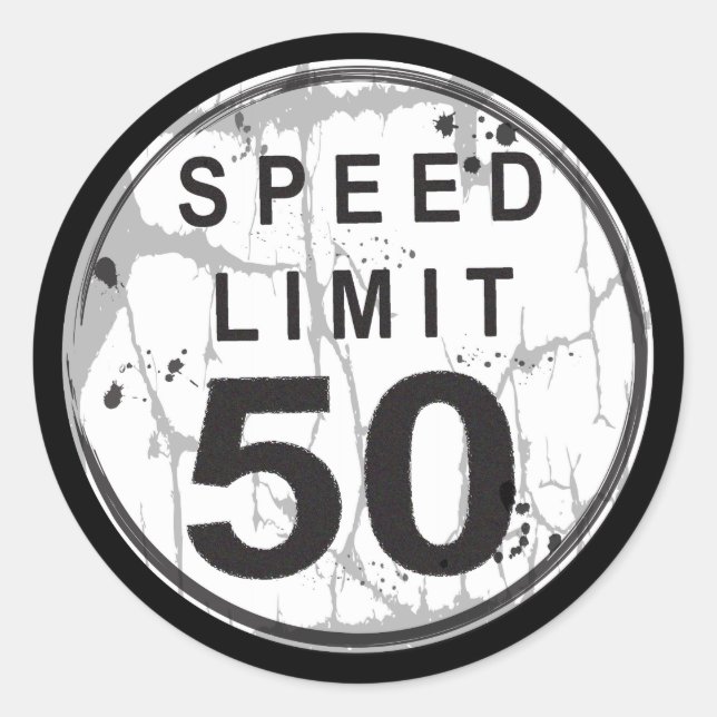 Limite de vitesse Sticker Grungy de 50 mi/h (Devant)