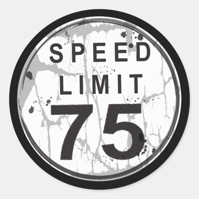 Limite de vitesse Sticker Grungy de 75 mi/h (Devant)