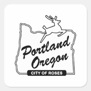 Limitierte Auflage - 2026 City of Roses PDX Hirsch Quadratischer Aufkleber
