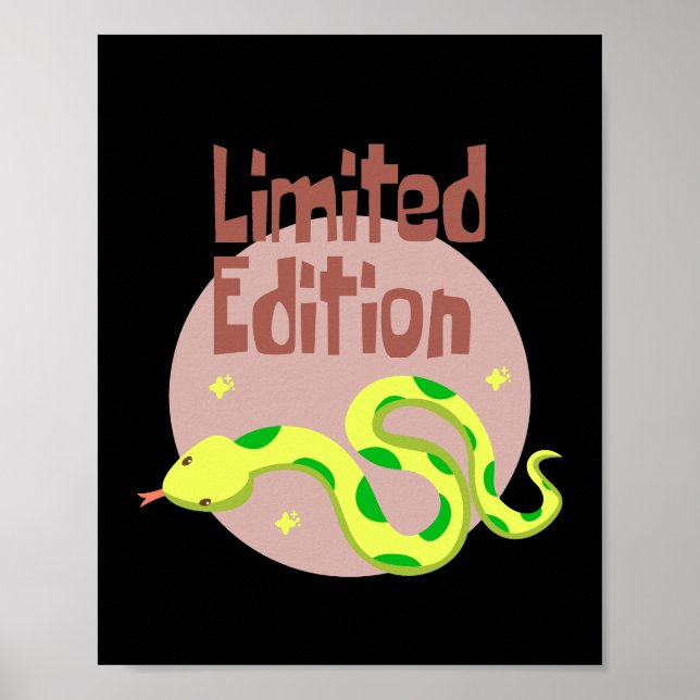 Limitierte Auflage Kawaii Schlange gelb und grün Poster (Vorne)