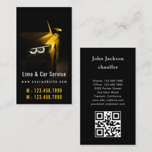Limo & Car Service Modern Gold Limousine QR Code Visitenkarte