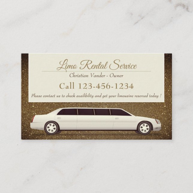Limo-Miet- und Fahrerservice | Luxus-Glitzer Visitenkarte (Vorderseite)