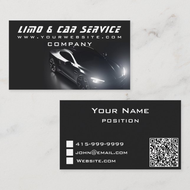 Limo & Taxi Service Elegante Visitenkarte (Vorne/Hinten)