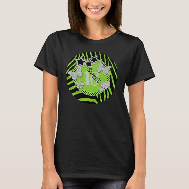 Limon Black Silver Zebra Glitzer Sweet 16 T - Shir T-Shirt (Vorderseite)