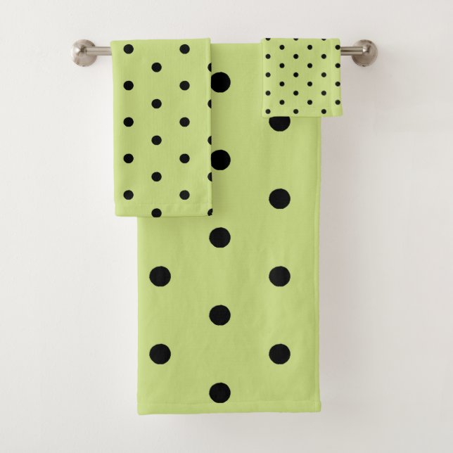 Limon Chartreuse Whimsical Black Polka Dot Badhandtuch Set (Insitu)