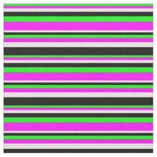 Limon, Fuchsia, Beige und schwarz gefärbte Linien Stoff