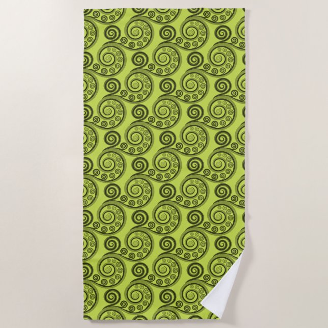 Limon-grüner Botanischer Koru-Curl Strandtuch (Vorderseite)