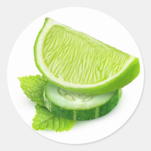 Limon, Gurke und Minze Runder Aufkleber