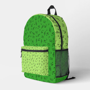 LIMON & KELLY GREEN MIT KLEINEN, SCHWARZEN MUSIKKE BEDRUCKTER RUCKSACK