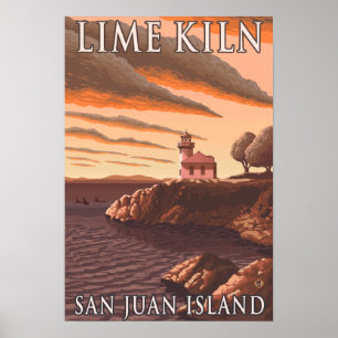 Limon Kiln Lighthouse Vintage Travel Poster