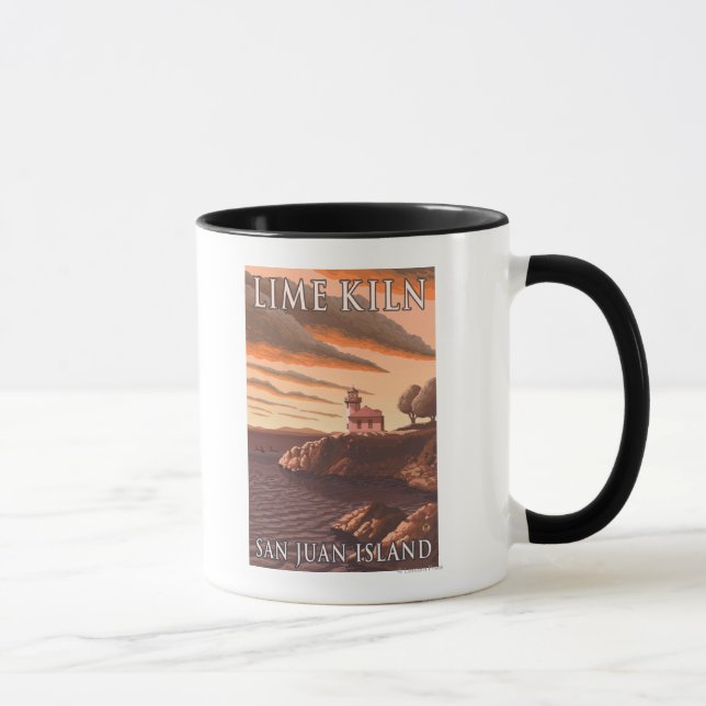 Limon Kiln Lighthouse Vintage Travel Poster Tasse (Rechts)