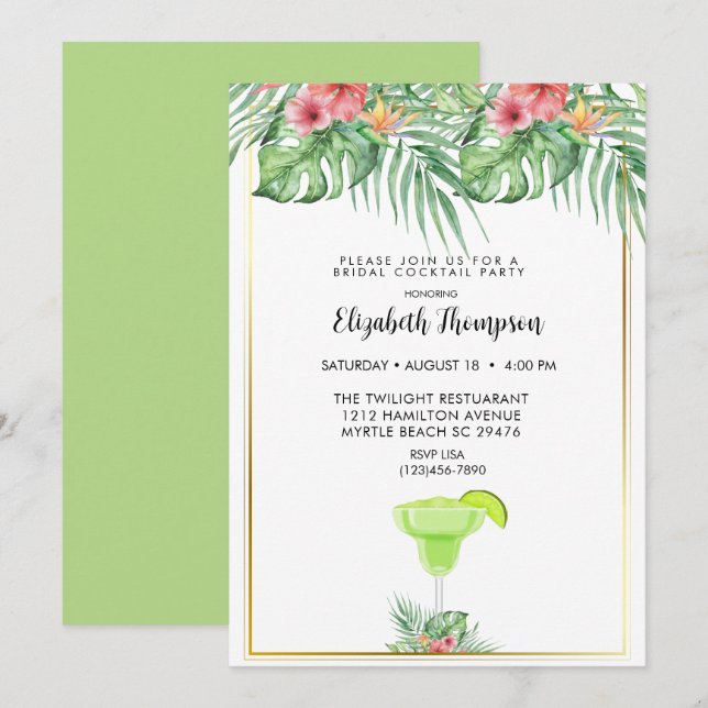 Limon Margarita Bridal Cocktail Dusche Einladung (Vorne/Hinten)