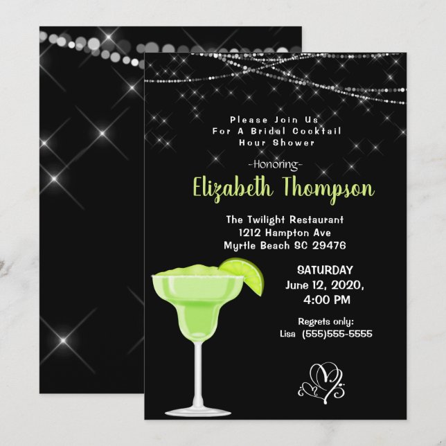 Limon Margarita Bridal Cocktail Dusche Einladung (Vorne/Hinten)