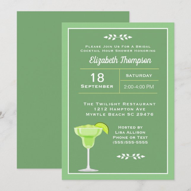 Limon Margarita Bridal Cocktail Dusche Einladung (Vorne/Hinten)