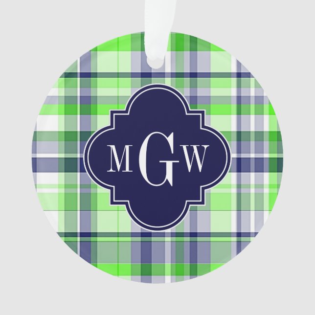 Limon, Marine, Welpe Madras Quatrefolienmonogramm Ornament (Vorderseite)