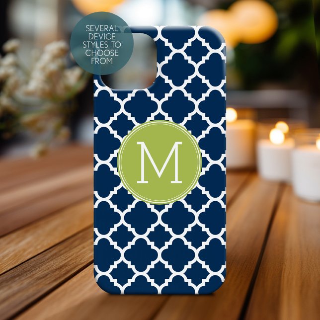 Limon-Navy-Geometrisches Muster für benutzerdefini Case-Mate iPhone Hülle (Personalized Phone Case with Monogram)
