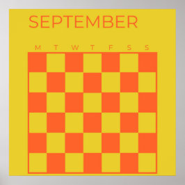 Limon Orange Undated Checked September Calendar Poster