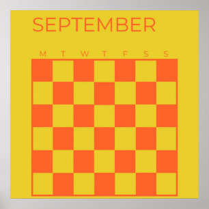 Limon Orange Undated Checked September Calendar Poster