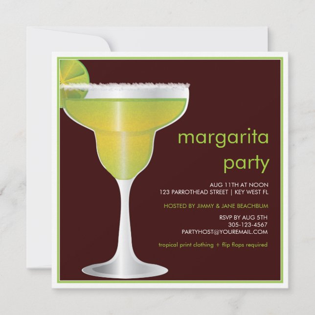 Limon Paradise Margarita Party Einladung (Vorderseite)