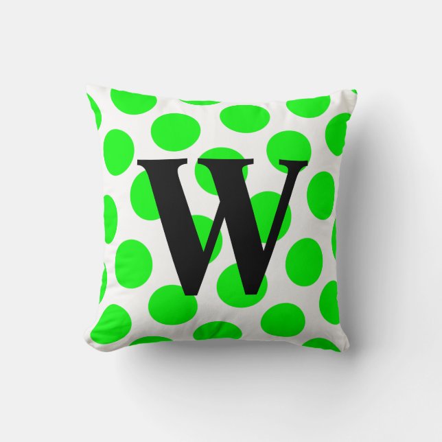 Limon Polka Dot Monogramm Kissen (Vorderseite)