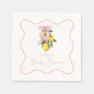 Limon Rosa Schleife preppy Coquette Babyparty Serviette