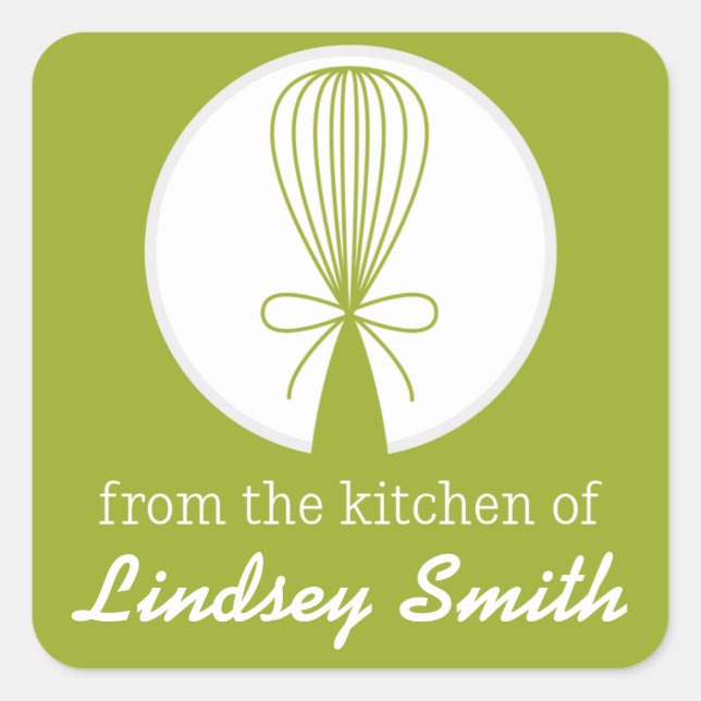 Limon Whisk Silhouette Kitchen Labels Quadratischer Aufkleber (Vorderseite)