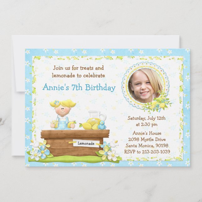 Limonade-Geburtstags-Party Einladung (Vorderseite)