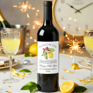 Limoncello Aquarelle Nouvel An Étiquette bouteille
