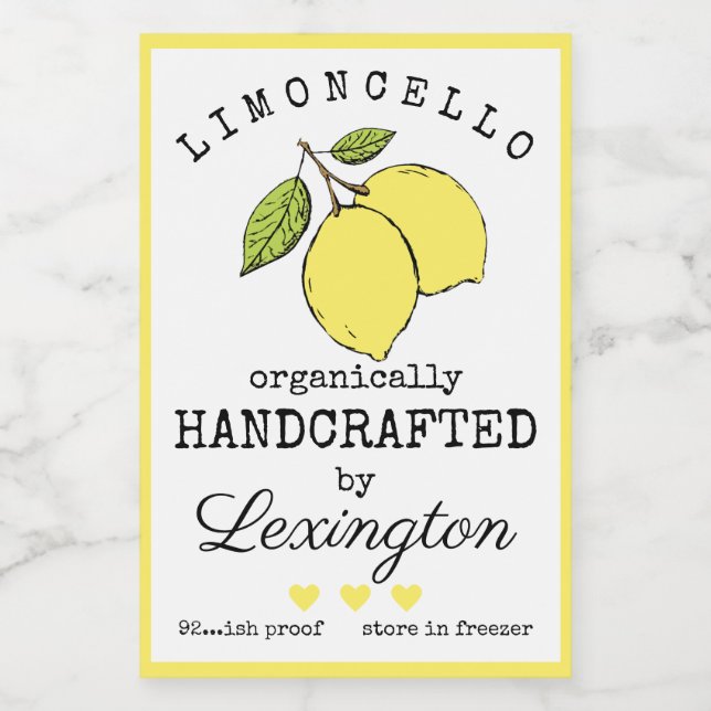 Limoncello Bio Pour Un Petit Étiquette À Bouteille (Étiquettes simples)