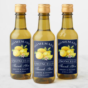 Limoncello Blauer Mini Flasche Weinetikett