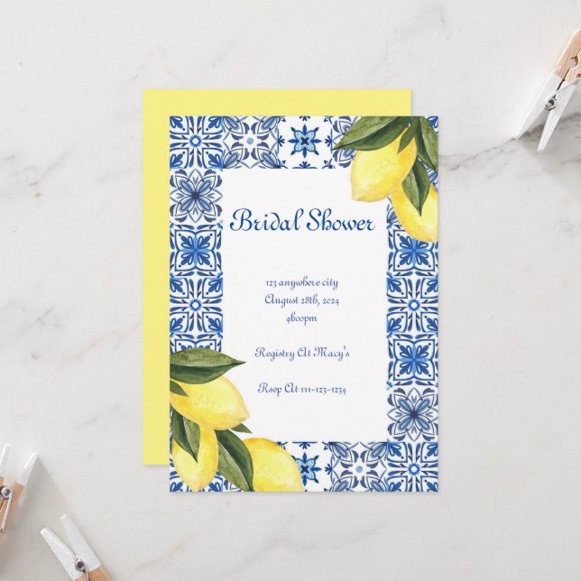 LIMONCELLO BRIDAL SHOWER INVITATION EINLADUNG (Vorderseite/Rückseite Beispiel)