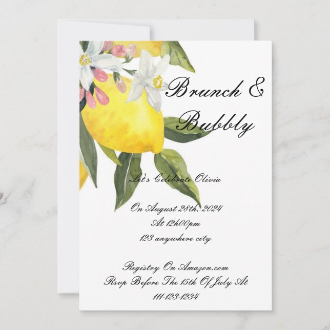 LIMONCELLO BRIDAL SHOWER INVITATION SAVE THE DATE (Vorderseite)