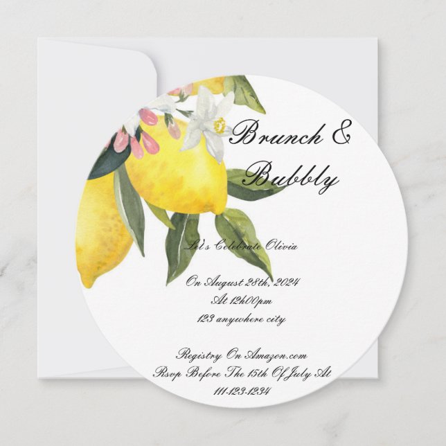 LIMONCELLO BRIDAL SHOWER INVITATION SAVE THE DATE (Vorderseite)